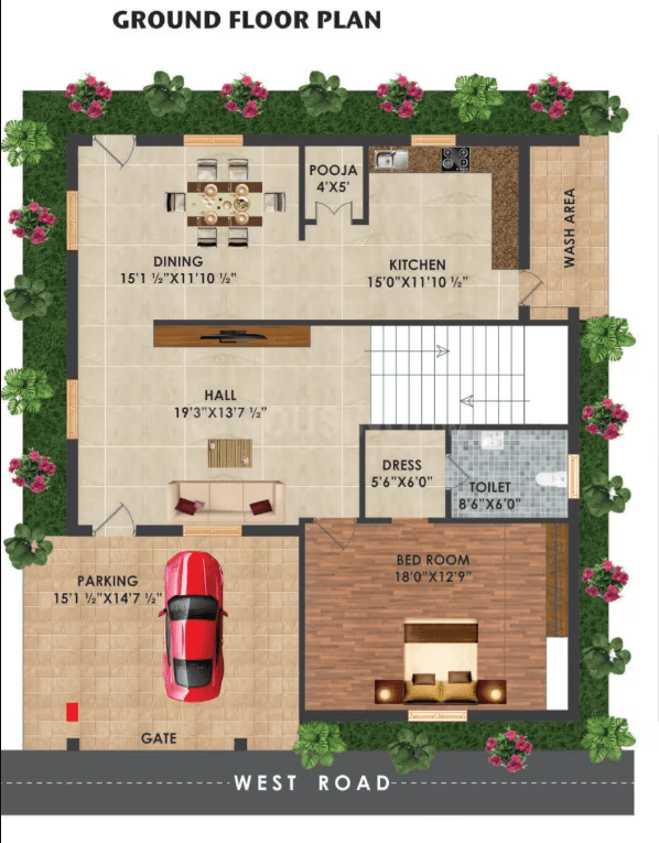 Ayodhya Villas Ground Floor Architectural Plan